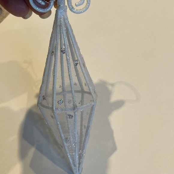 Vintage Christmas Tree Ornament 3D Metal and Glitter 1 Star & 5 Icicles Silver - Picture 9 of 11